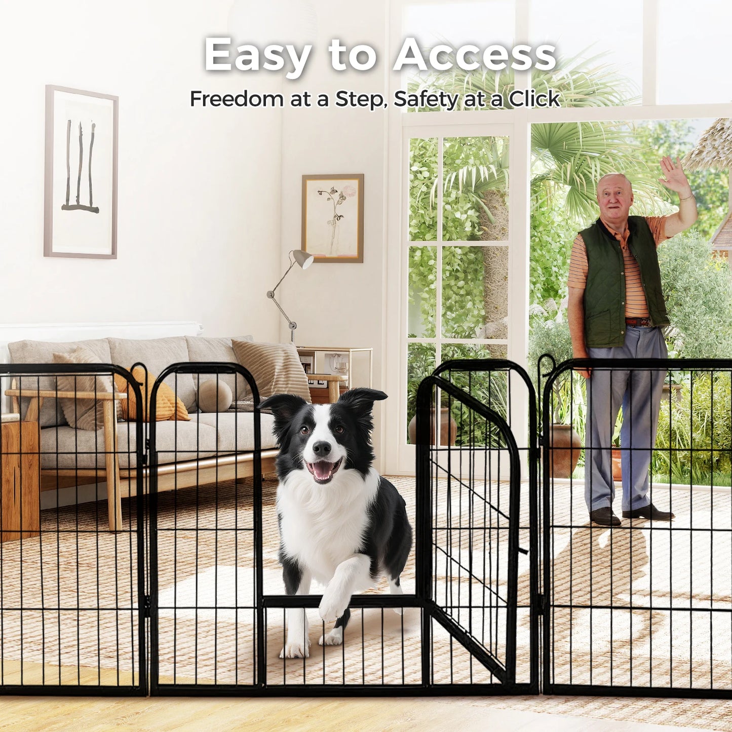 Heavy-Duty Metal Puppy Playpen – 24"/32"/40" Options, 8/16 Panels, Ideal for Indoor Use & Outdoor (RV Camping, Yard, Garden)