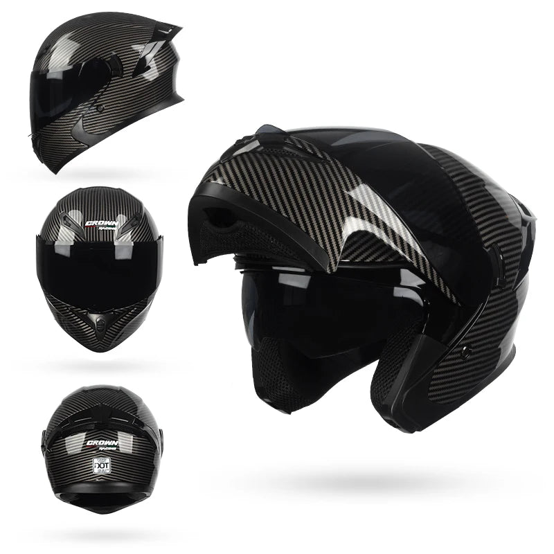 Modular Motorcycle Helmet - ABS Shell with Sunglasses Visor and Dual-Lens Full Face Motorcycle Helmet