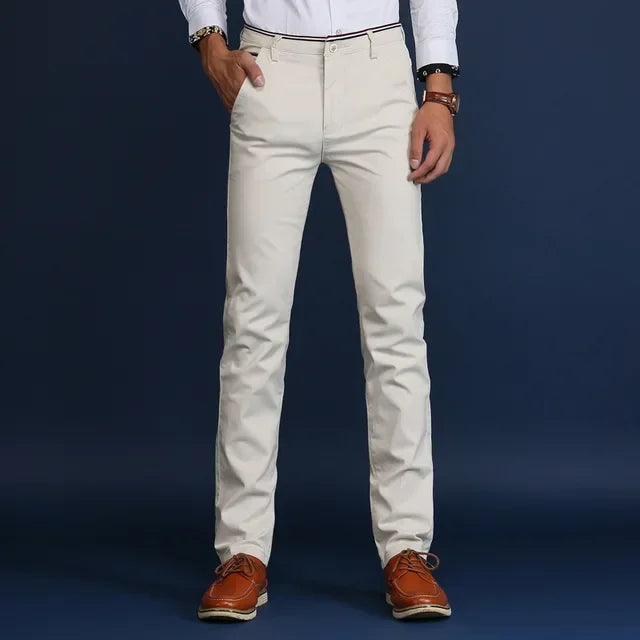 Classic Style Men Spring Summer Thin Casual Pants Fashion Business Cotton Solid Color Office Trousers High Quality Men Trousers