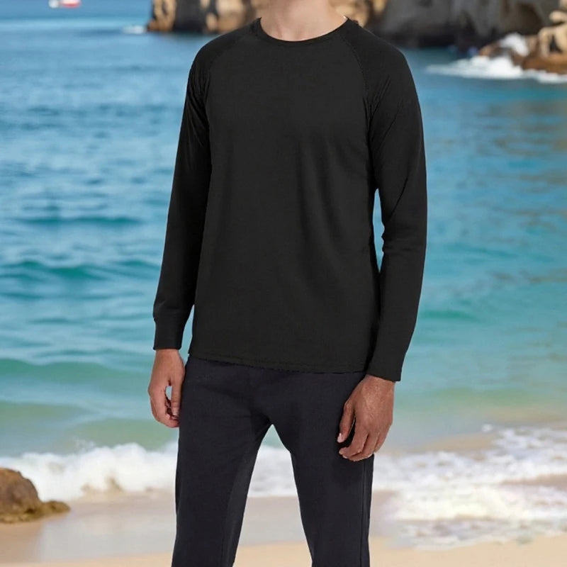 Men s Performance Long Sleeve T-shirts with UPF 50 Sun Protection for Outdoor Activities like Hiking Running and Workouts