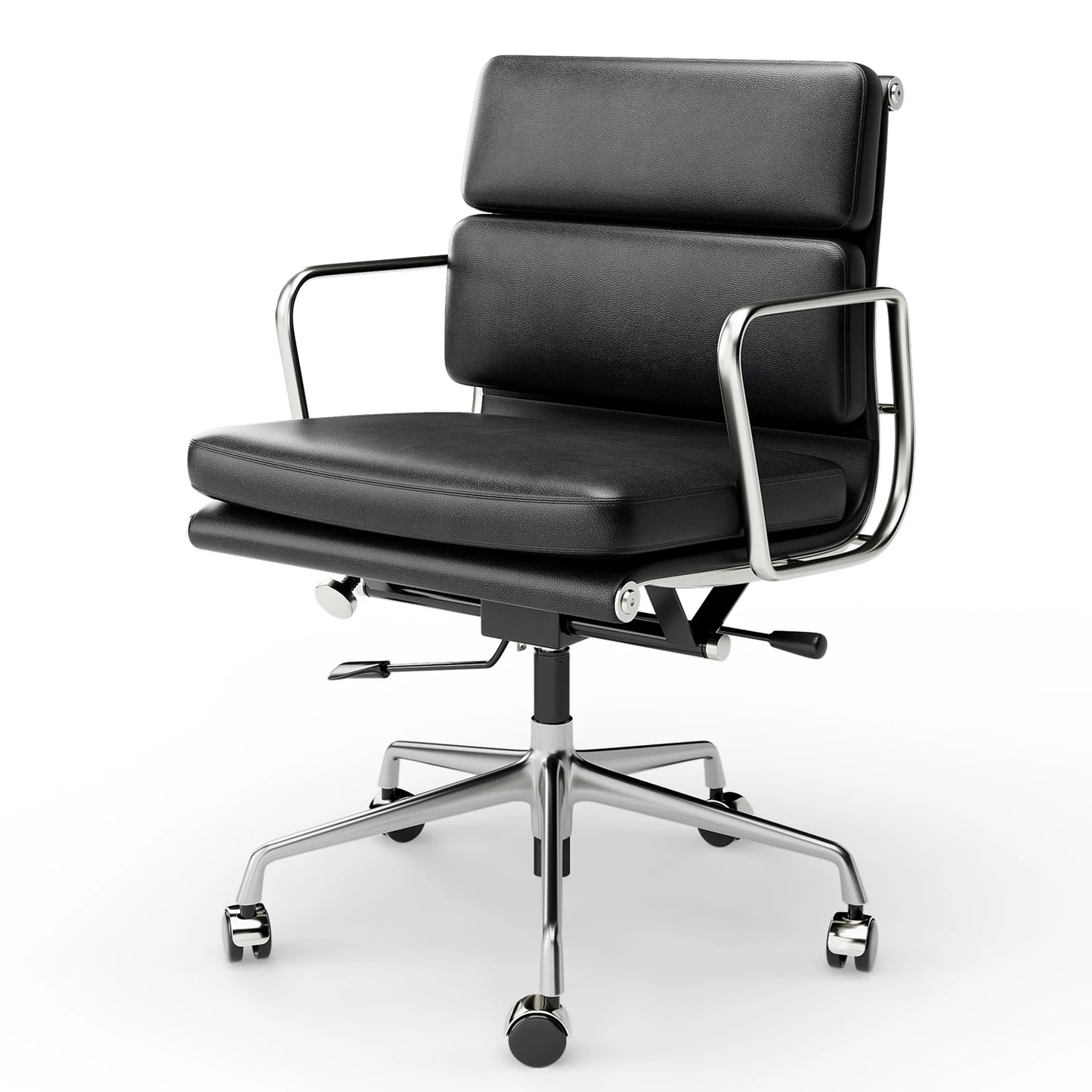 Office Guest Chair Upholstered Leather Comfortable Reception Chairs with Wheels Adjustable Swivel Rolling Office Chairs