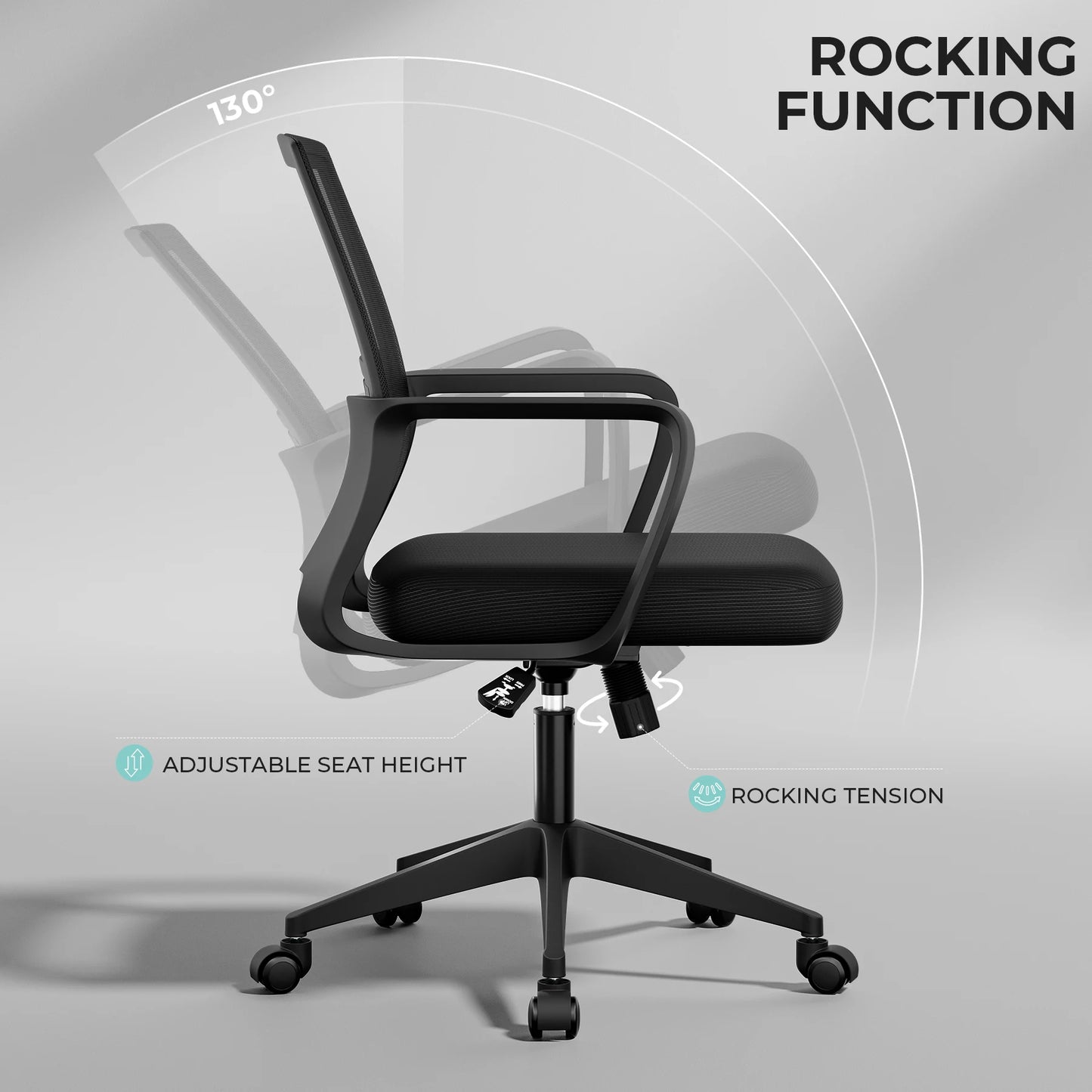 SUKIDA Mesh Office Chair, Ergonomic Desk Chair with Upholstery, Executive Chair with Armrests,Height-Adjustable Computer Chair