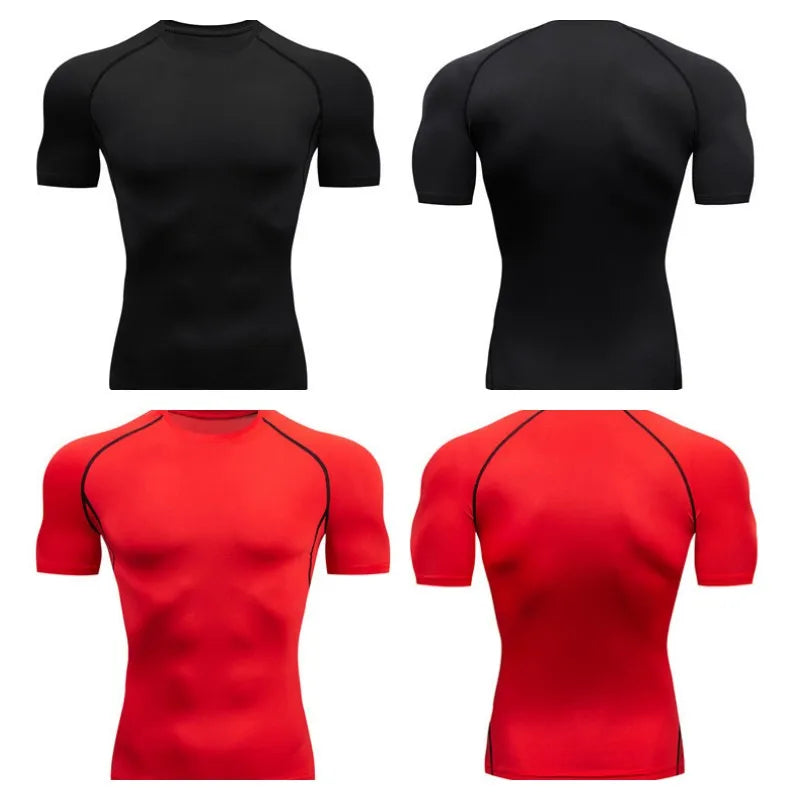 Men Short Sleeve t-Shirt Quick Dry Compression Shirts Fitness Gym t-Shirts Sport Bodybuilding Shirt Running Football Tee Shirts