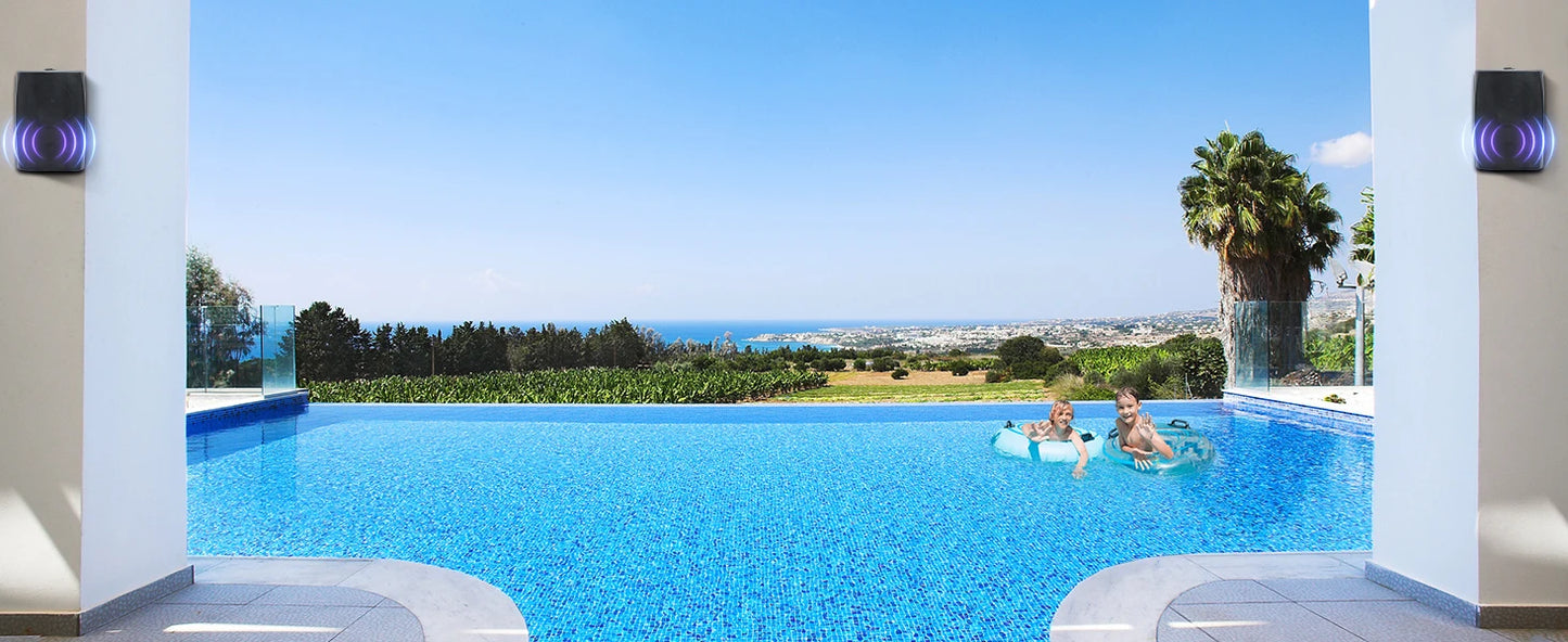 Herdio 4PCS 6.5‘’ 800W Outdoor Bluetooth Speakers Wired Waterproof With Multifunctional Amplifier Wall Mount Speakers For Patio