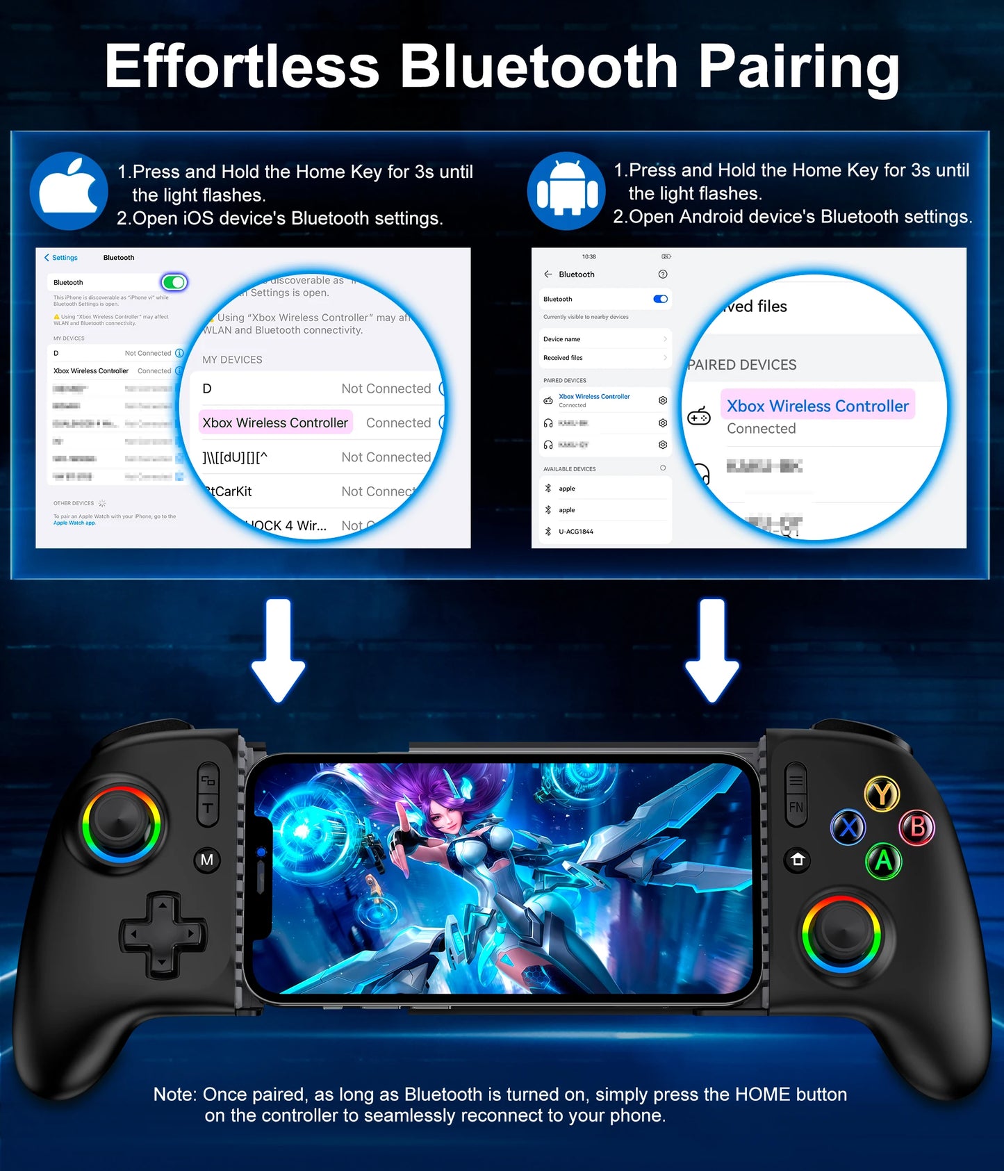 DinoFire MC200 Mobile Phone Hall Effect Controller Gamepad Type-C Stretching Handle Stick for Android iOS XBOX