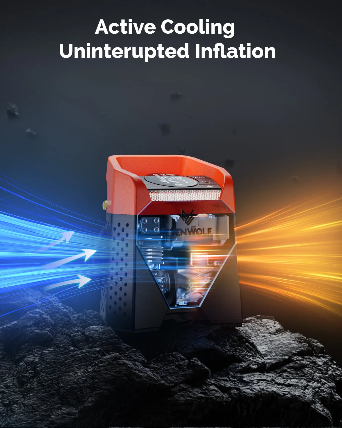 ETENWOLF ZEPHYR S5 Portable Tire Inflator Heavy-Duty Car compressor 160PSI &15600mAh for Pickups Car Tires Motorcycles Bicycles