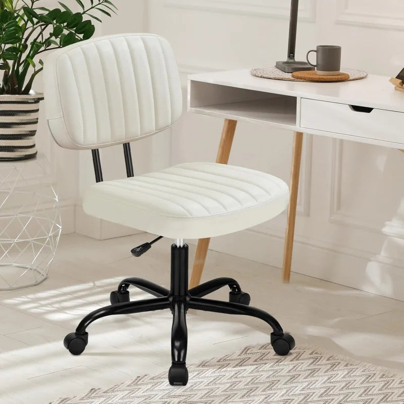 Armless Home Office Desk Chair -Small Ergonomic with Low Back Lumbar Support, Task with 360° Swivel Rolling Wheels