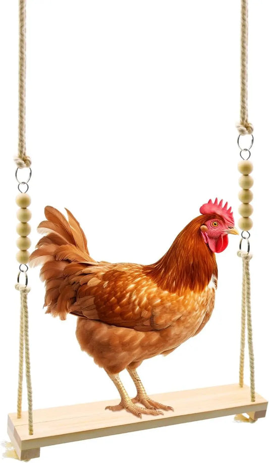 Wooden Chicken Swing Toy – Hanging Bird Toy for Chickens, Roosters & Parrots