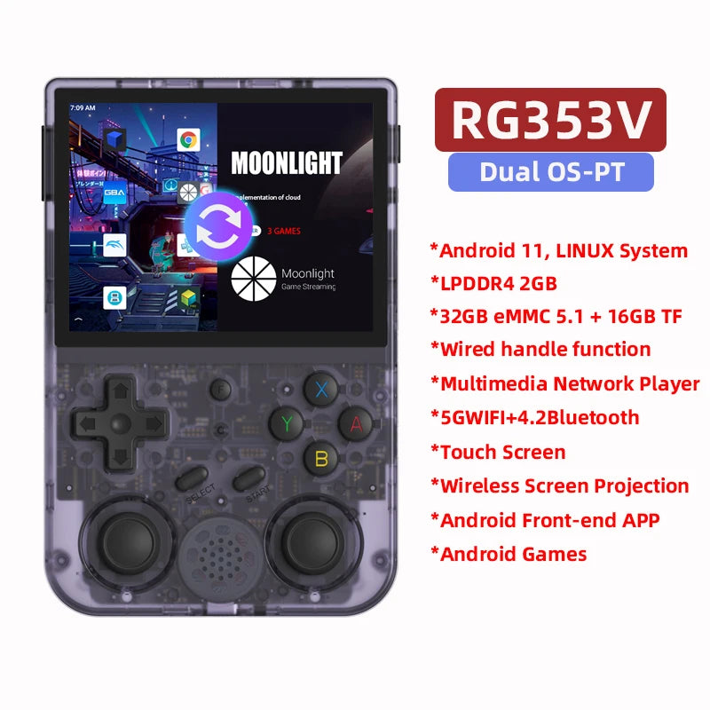 ANBERNIC RG353V RG353VS Retro Handheld Game 3.5'' IPS Screen Supports WiFi,Bluetooth,Online Fighting,Streaming,HDMI-compatible