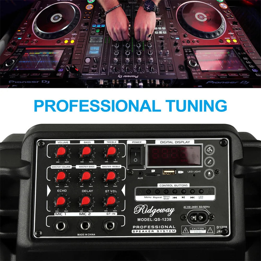 9000W Portable Bluetooth Speaker 15” Subwoofer Heavy Bass Party System AUX & Mic Led Light  Loud High Quality karaoke Speaker