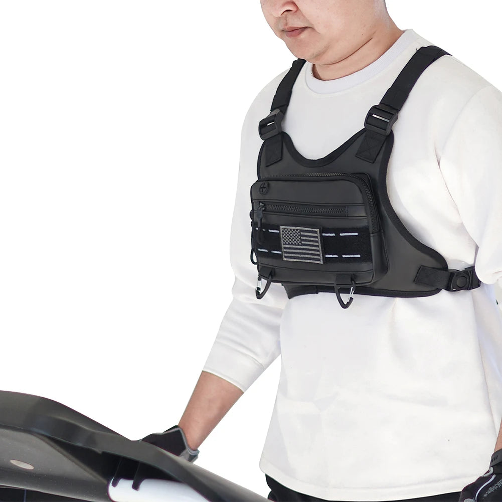 Sports Chest Bag Waist Bag Large Capacity Front Chest Pack Running Vest Bag With Built-In Phone Holder Reflective Workout Bag
