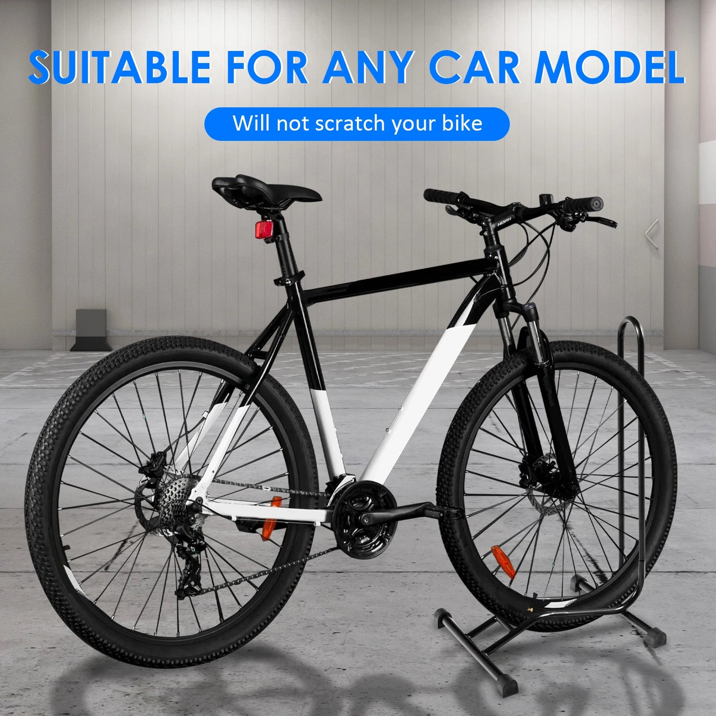 Mountain Bike Stand Freestanding L-Shaped Floor Cycle Rack Organizer Steel Vertical Bike Holder, Cycling Display Storage