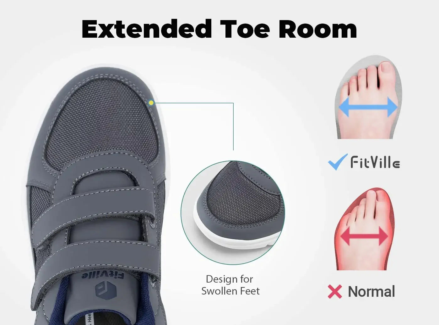 Extra Wide 4E Men'S Diabetic Shoes Senior Causal Shoe Relieve Neuropathy Suitable For Swollen Foot Pain With Arch Support