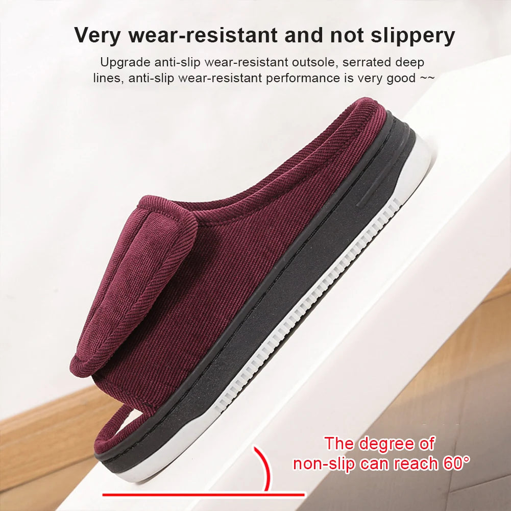 Men Women's Diabetic Slippers Open Toe Slide Slippers with Rubber Sole Swollen Feet Slippers for Indoor Outdoor