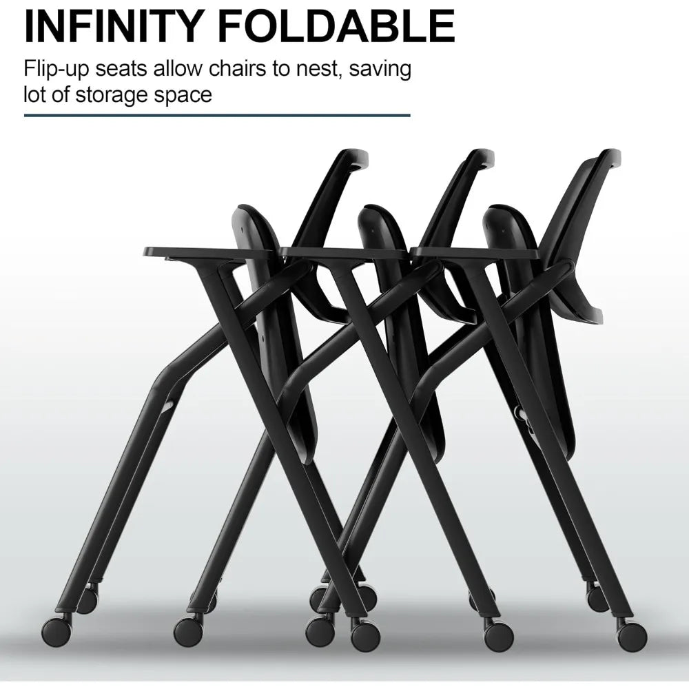 20-Pack Stackable Conference Room Chairs, Folding Office Chairs with Removable Wheels and Mesh Back