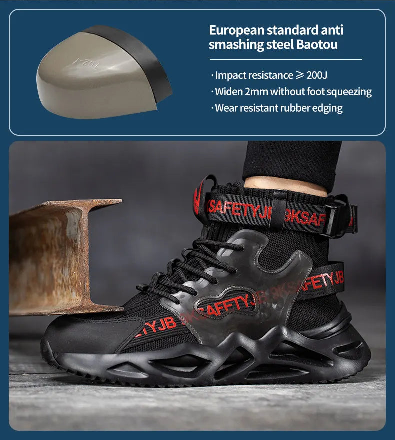 Lightweight Men Safety Shoes Steel Toe Work Sneakers Anti-smash Protective Shoes Anti-smash Anti-puncture Indestructible Shoes