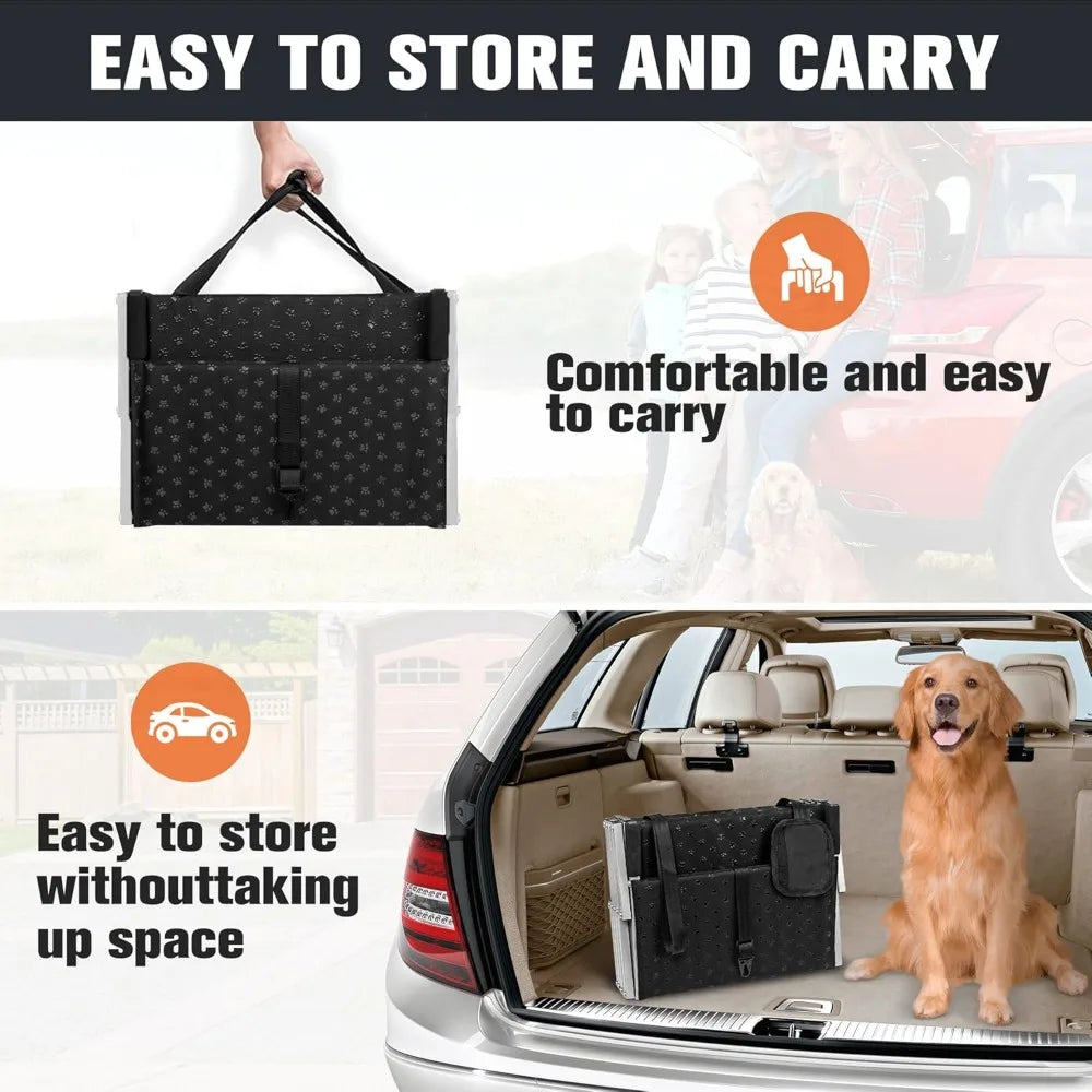 Dog Ramps for Large Dogs - Portable Dog Steps for Cars and SUV, Truck, Lightweight Non-Slip Dog Stairs Support Up to 200 Lbs
