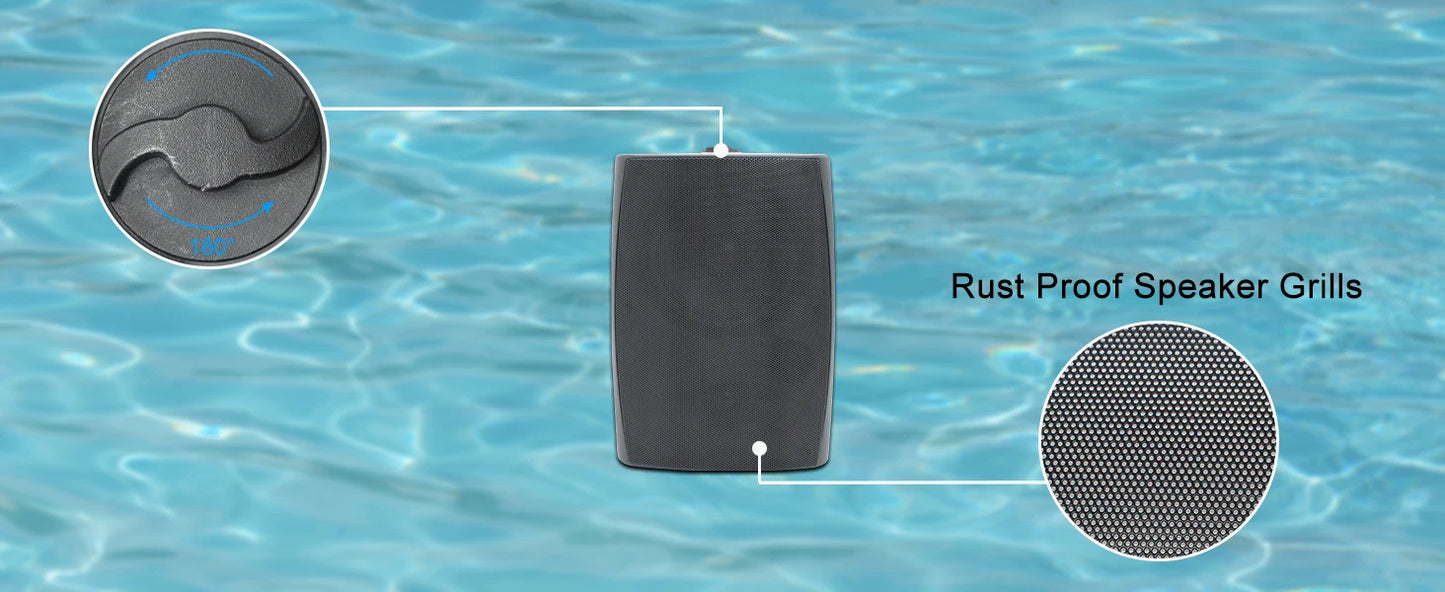 Herdio 4PCS 6.5‘’ 800W Outdoor Bluetooth Speakers Wired Waterproof With Multifunctional Amplifier Wall Mount Speakers For Patio