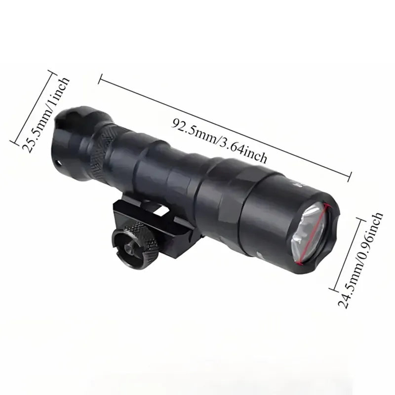 M300 Tactical Flashlight - High-Brightness LED,   Black,  Battery Holder for Outdoor, Hunting, and Tactical Use, Flashlight