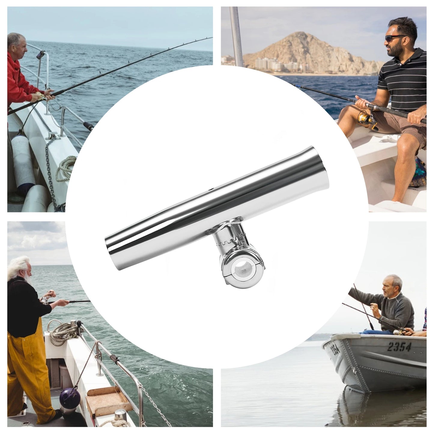 1PC Stainless Steel Fishing Rod Holder with Wrench, Duty Marine Grade Adjustable Rod Holder for Boat, Kayak, and Shore Fishing