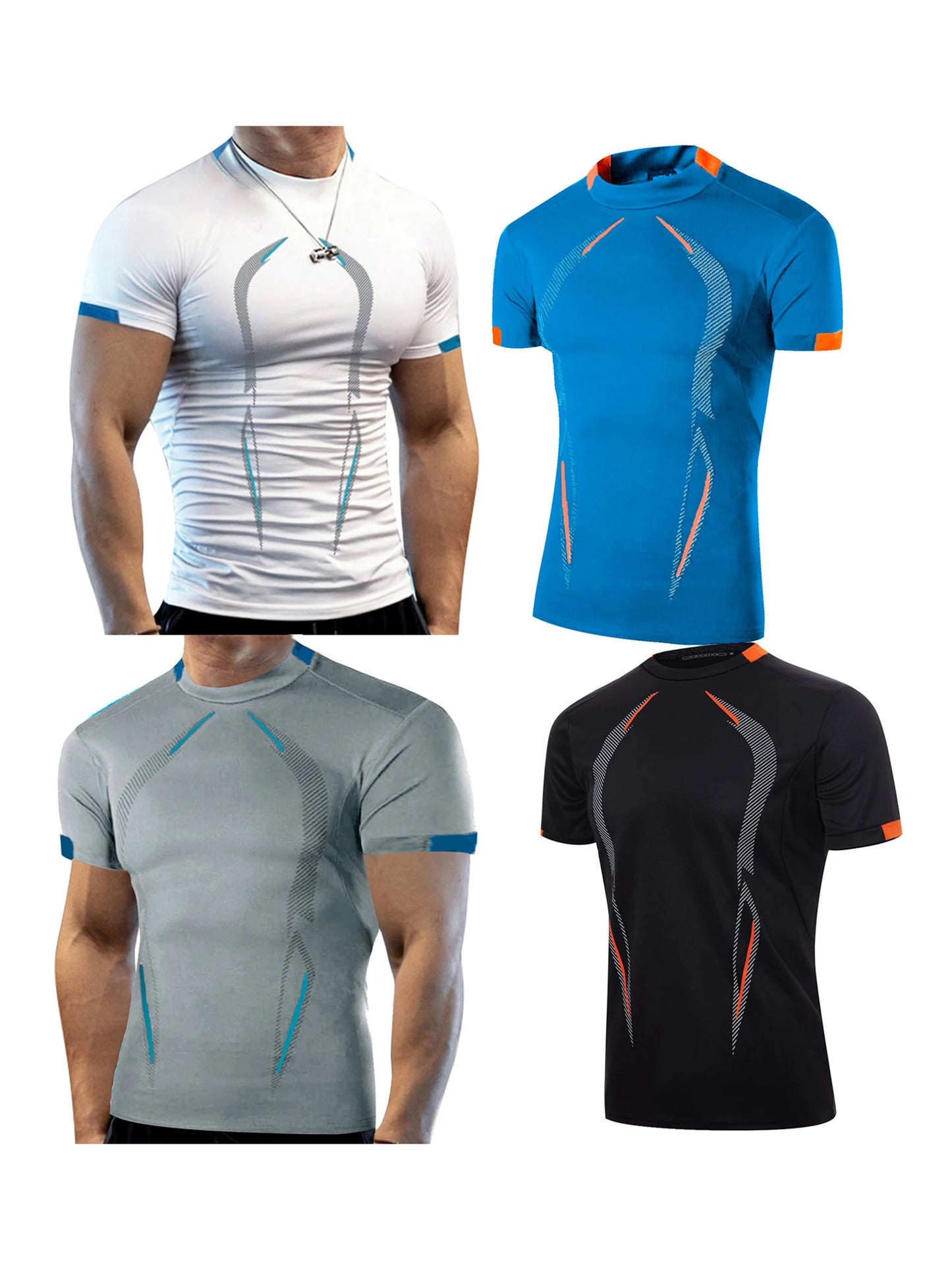Men s Breathable Quick Dry T-Shirt with Stylish Print Short Sleeve Round Neck  Fit Sports Top in Plus Size