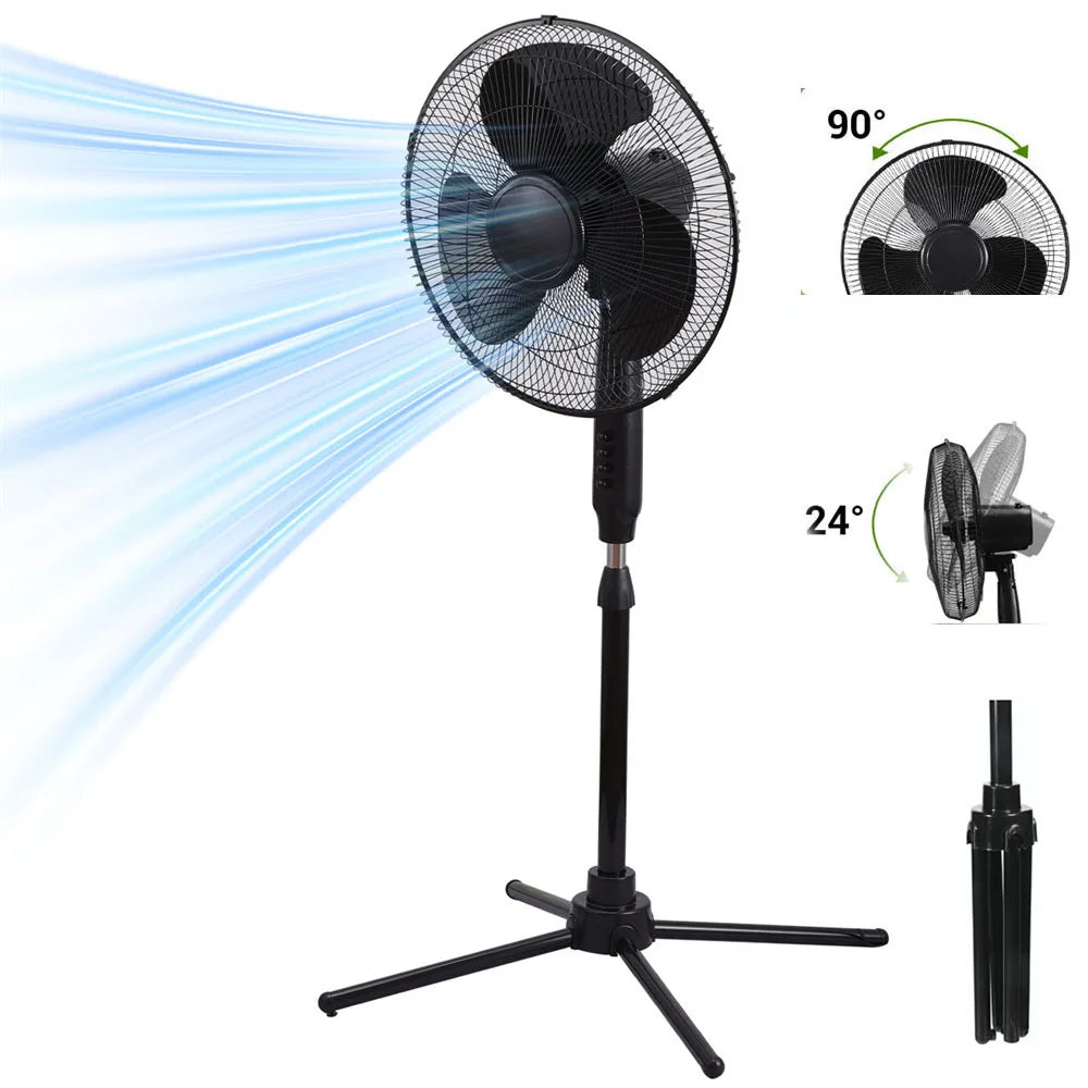 Kitchen Home Office 16 Inch Pedestal Standing Fan Adjustable Height and Tilt Floor Fan For Living Room Bedroom