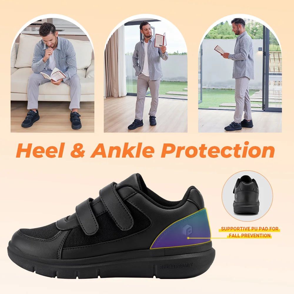 Extra Wide 4E Men'S Diabetic Shoes Senior Causal Shoe Relieve Neuropathy Suitable For Swollen Foot Pain With Arch Support