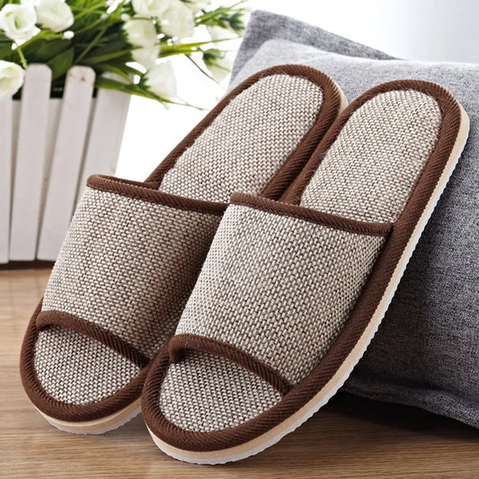 New Linen Shoes Women And Men Household Slippers Indoor Floor Shoes Summer Women's Mute Slippers Sandals Women Slippers