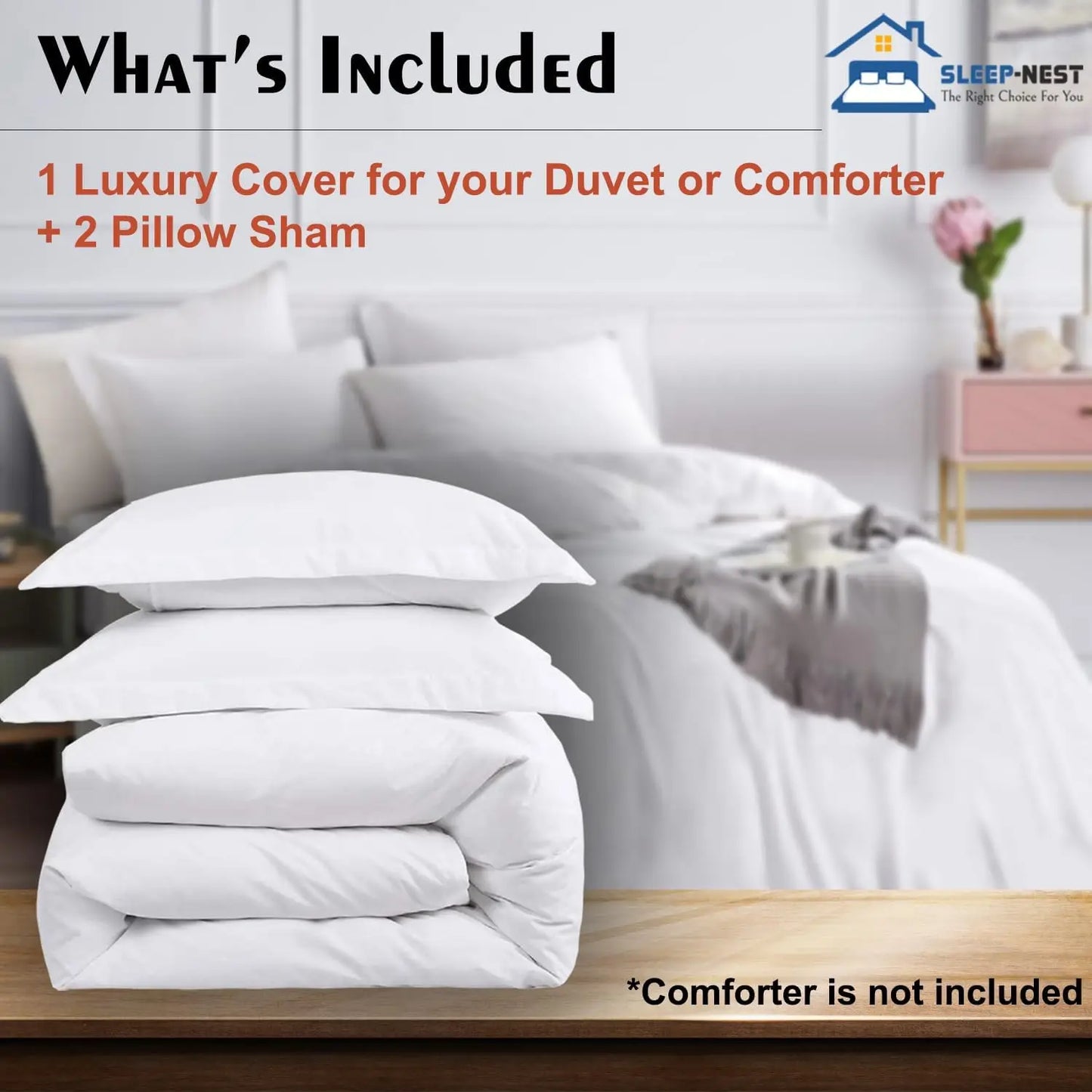 Luxury Extra Large 120x120cm Super King Plus Duvet Cover Set - 3 Piece Bedding Ensemble, Premium 100% Egyptian Cotton, 600 Threa