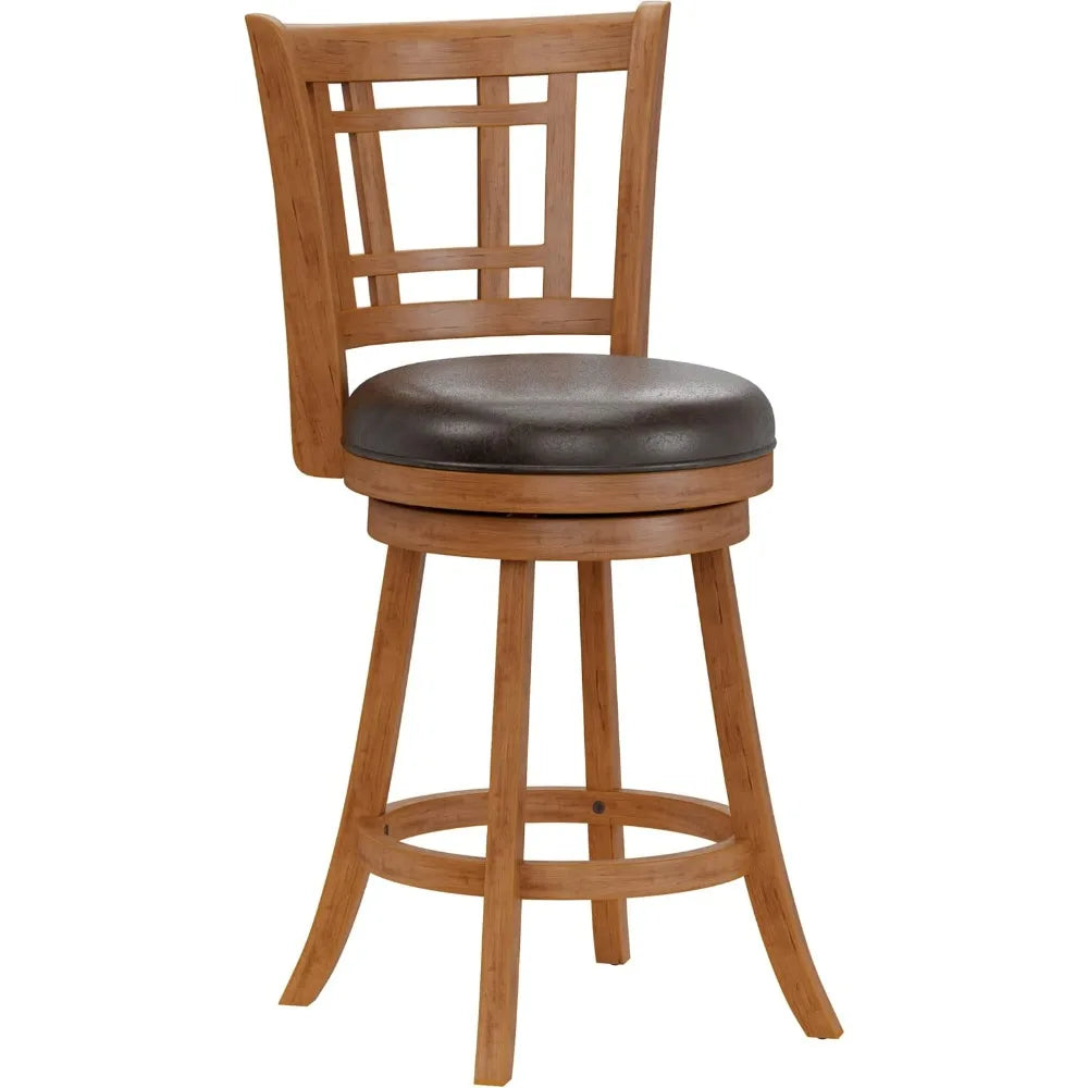fairfox swivel stool with rectangular lattice back, counter height, oak