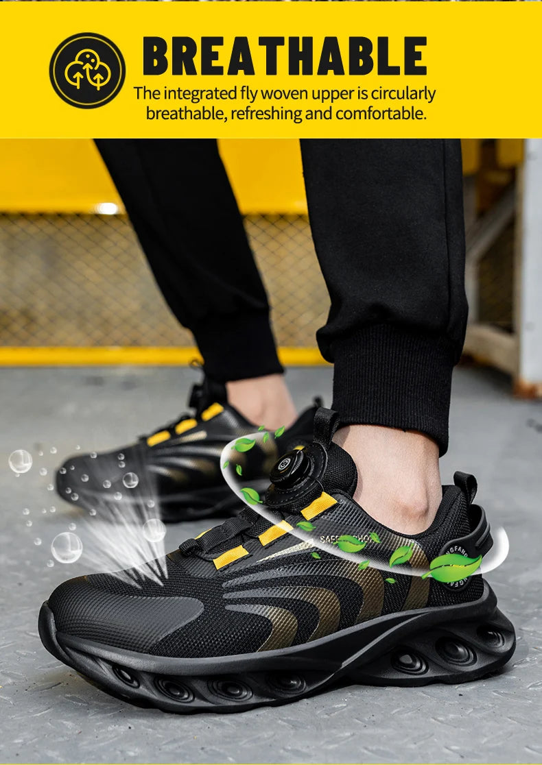 Lace-free, breathable, lightweight and comfortable anti-smashing and anti-puncture safety shoes