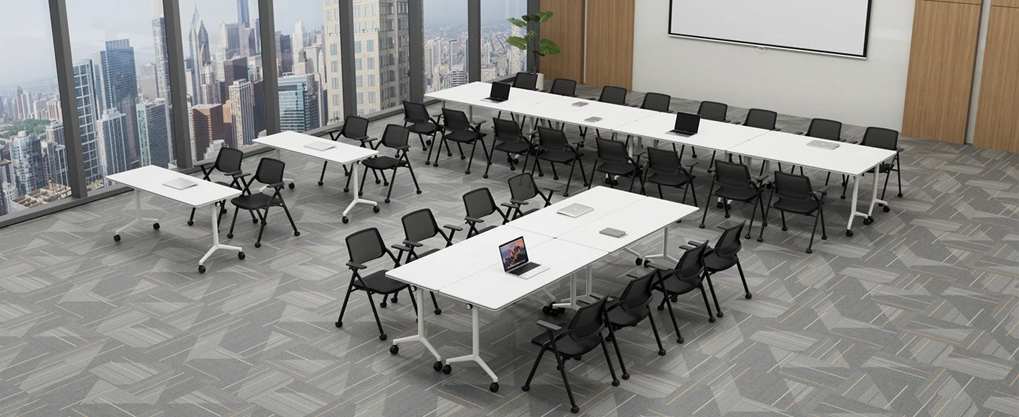 20-Pack Stackable Conference Room Chairs, Folding Office Chairs with Removable Wheels and Mesh Back