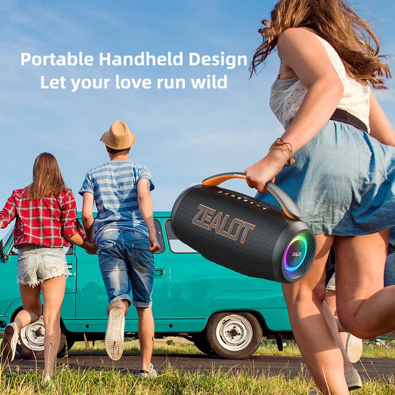 Zealot P12 Speaker 60W Portable Bluetooth Speaker with IPX6 Waterproof, Comfortable handle,Controllable lighting,TWS,AUX