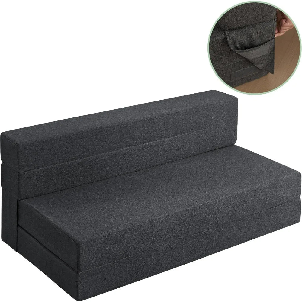 Queen Size Foldable Sofa Bed with Memory Foam, Convertible Sleeper Chair, Lazy Futon Sofa for Living Room, Home Office, and Gues