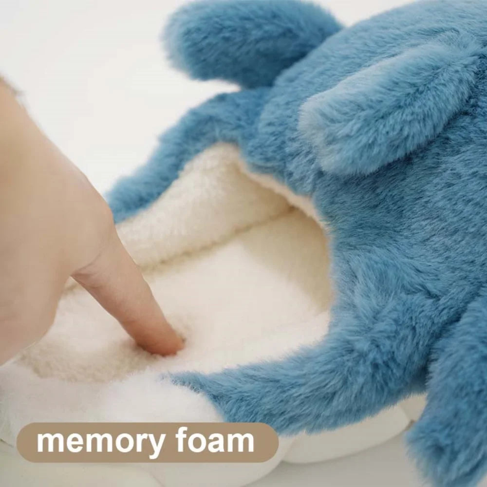 Soft Plush Sharky Slides For Wome&Men,Whale Shark Fuzzy Slippers With Anti-Skid Winter Cute Couple House Slippers Christmas Gift