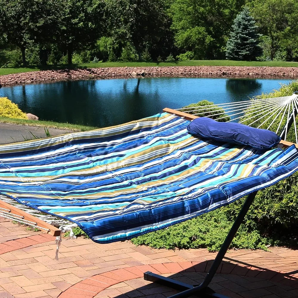 Rope Hammock with 12-Foot Stand and Hammock Pad - 275-Pound Capacity