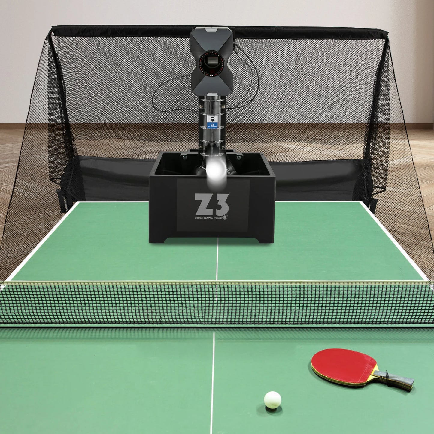 Automatic Ping Pong Ball Machine 10 Modes Remote Control Table Tennis Robot Pitching Machine with Net+100 ABS Balls+Ball Picker