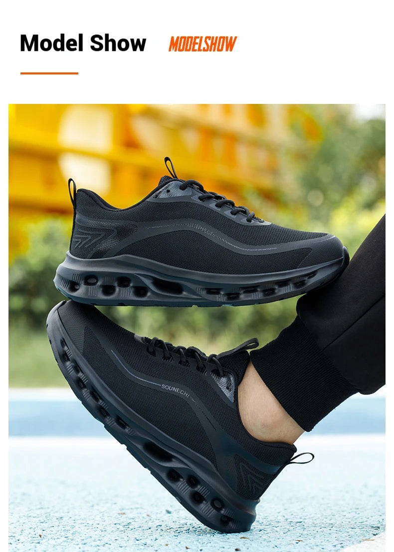 Men's Safety Shoes Anti-Impact Anti-Piercing Lightweight Work Boots Lightweight Breathable Sporty Design for Outdoor Work Shoes
