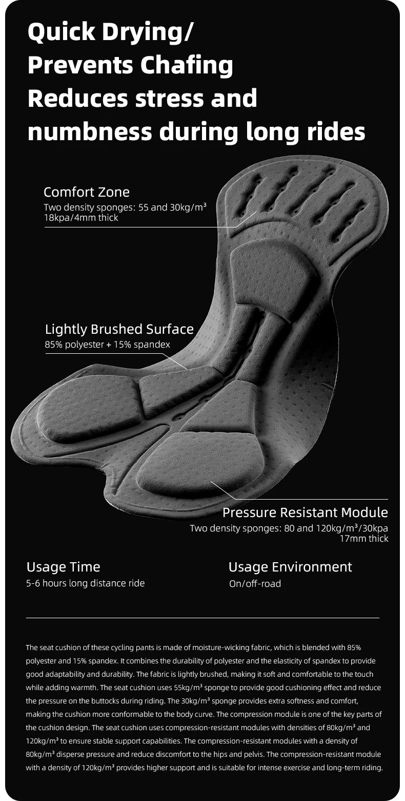 ROCKBROS Men's Cycling Shorts 3D Gel Pad Cycling Underwear Anti-Slip Breathable Bike Bicycle Liner Shorts Men MTB Road Riding