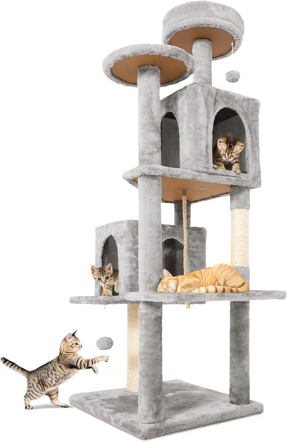 Cat Tree Tower Condo for Indoor Cats, Soft Plush Multi-Level Climbing Tree Cat House with 1 360° Rotating Cat Cave