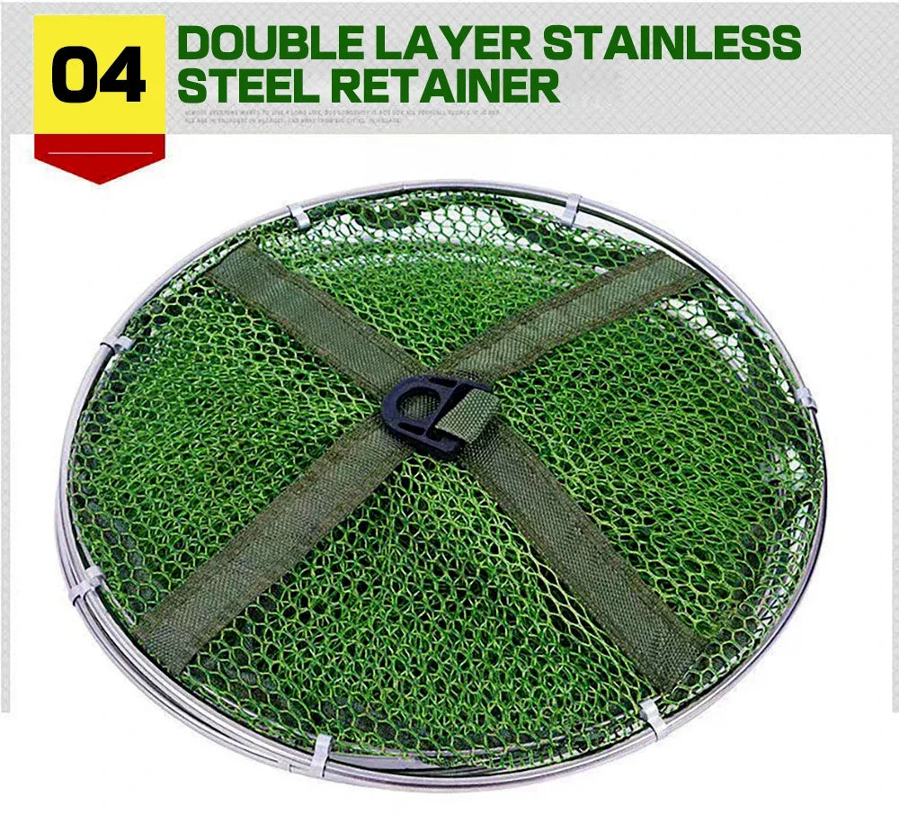 Folding Fishing Net 1.7m 2m 2.5m 3m Shrimp Fish Trap Carp Large Creel Feeder Crab Catchers Surfcasting Accessories Cast Network