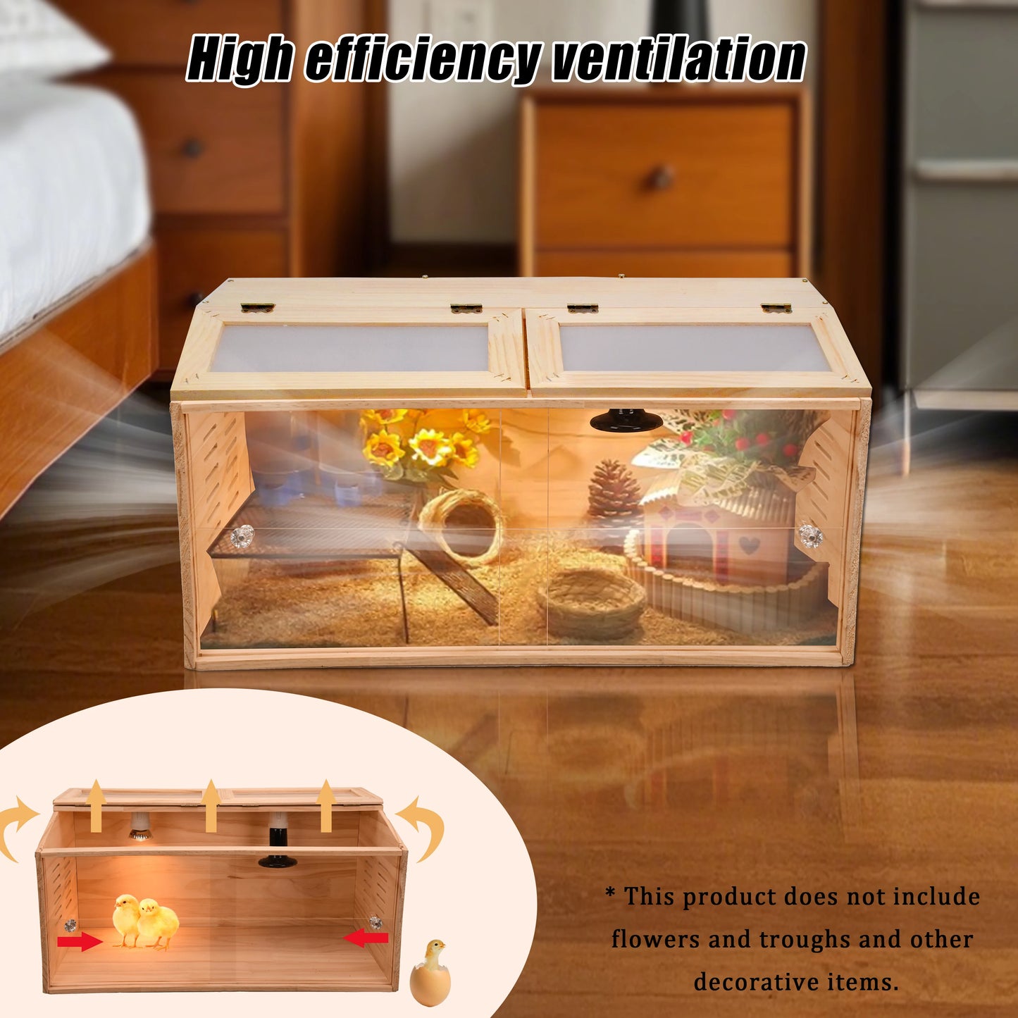 Wooden Chicken Brooder Box Small Animal Cage Poultry Breeding Box for Quail Birds Hamsters Hedgehogs Breeding Supplies