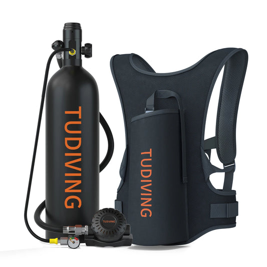 TUDIVING-2L Portable Scuba Diving Tank Support 30-45 Minutes Breath,4500Psi Scuba Diving Cylinder,Refillable Scuba Bottle
