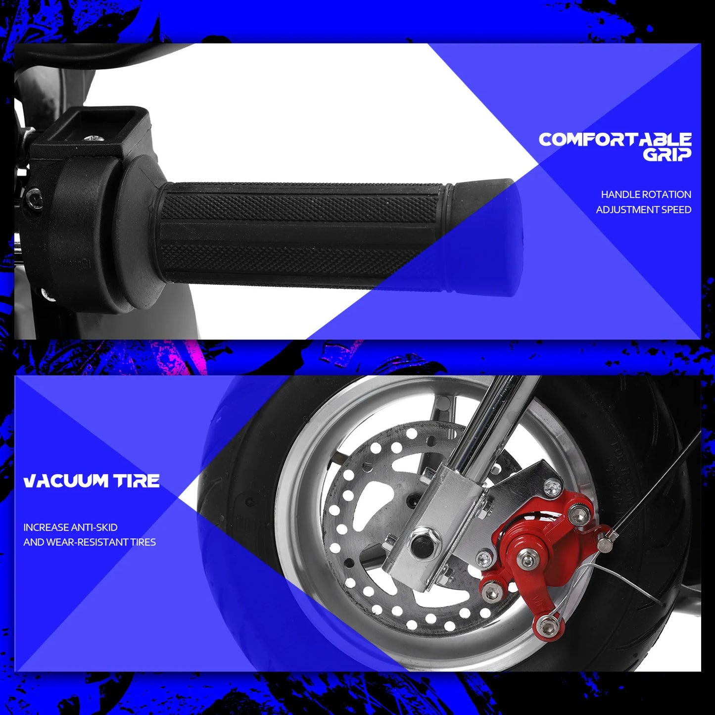 2-Stroke 49cc Pocket Gas Motorbike, Gas Pocket Motorbike, High Brightness Dual Headlights Rubber Handlebar Mini Motorcycle