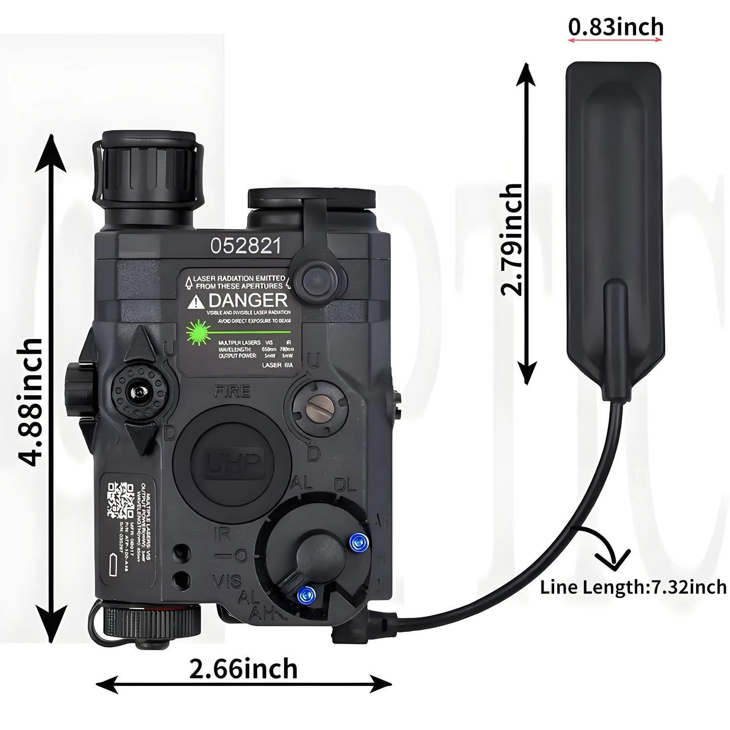 Airsoft PEQ15 UHP Visible Green Laser with IR & White LED Flashlight, Battery Powered