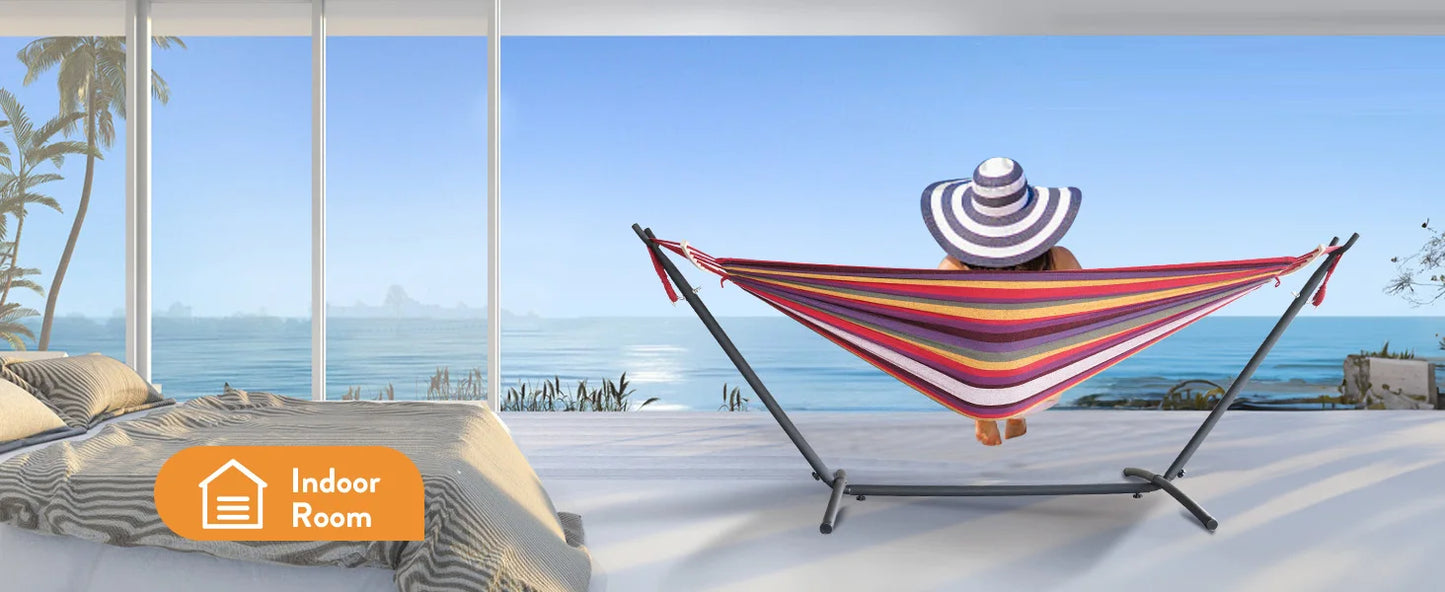 Gyroor Hammock with Adjustable Stand- Stylish Hammock Bed w/Storage Bag, 600lb Capacity