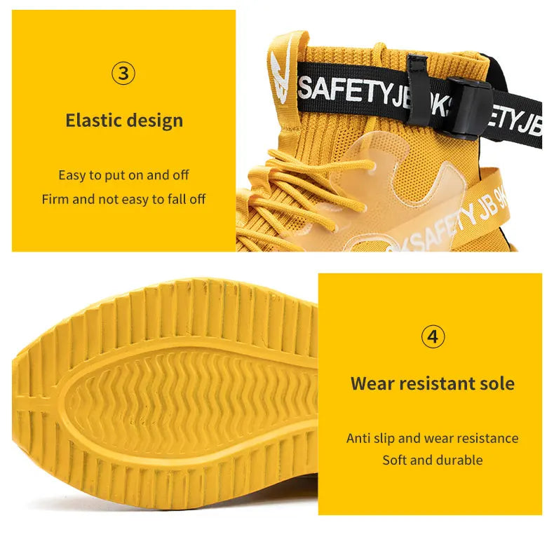 Lightweight Men Safety Shoes Steel Toe Work Sneakers Anti-smash Protective Shoes Anti-smash Anti-puncture Indestructible Shoes
