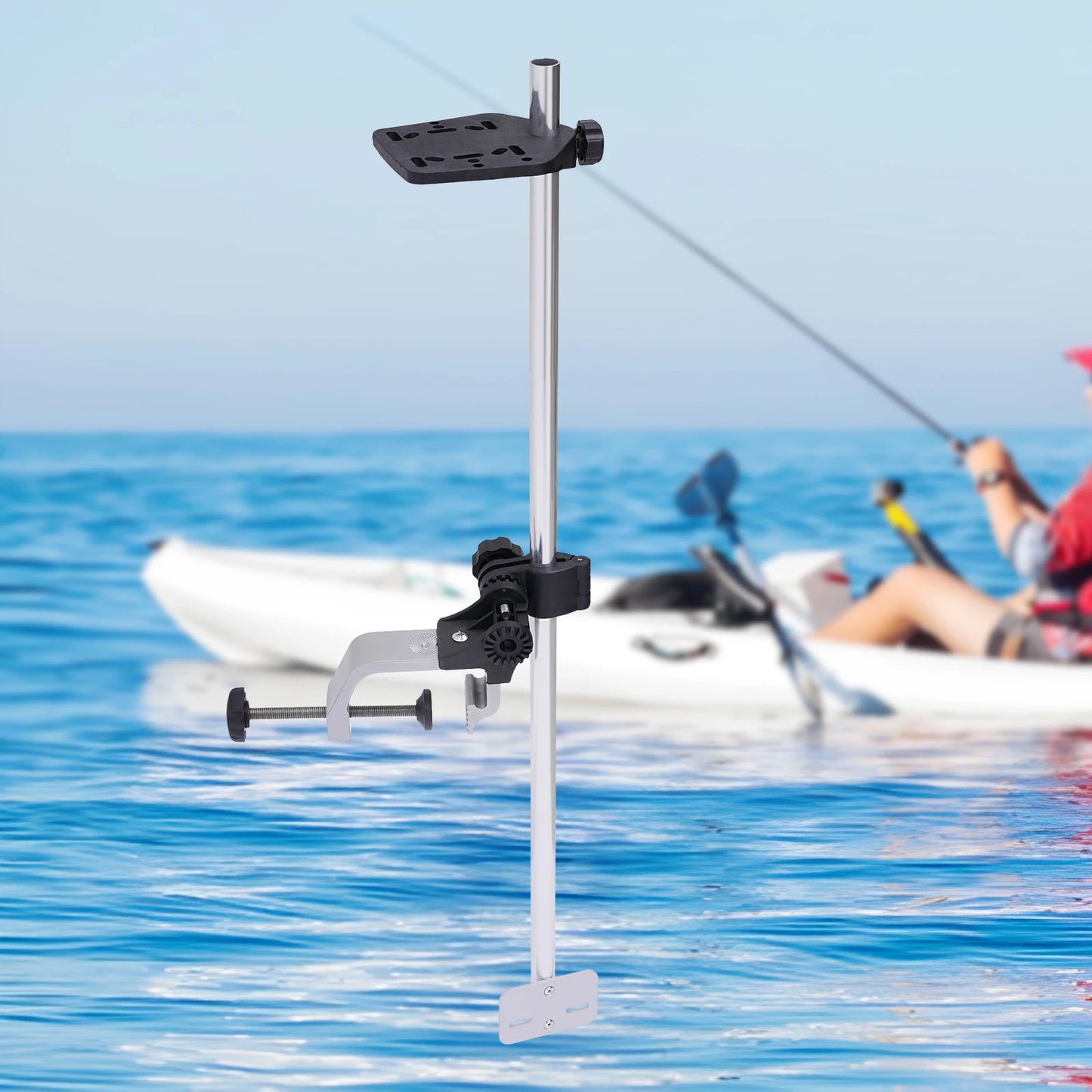Portable Transducer Mount,Universal 360° Adjustable Rotating Fish Finder Mount Transducer Pole Mount for Boat Canoe Kayak