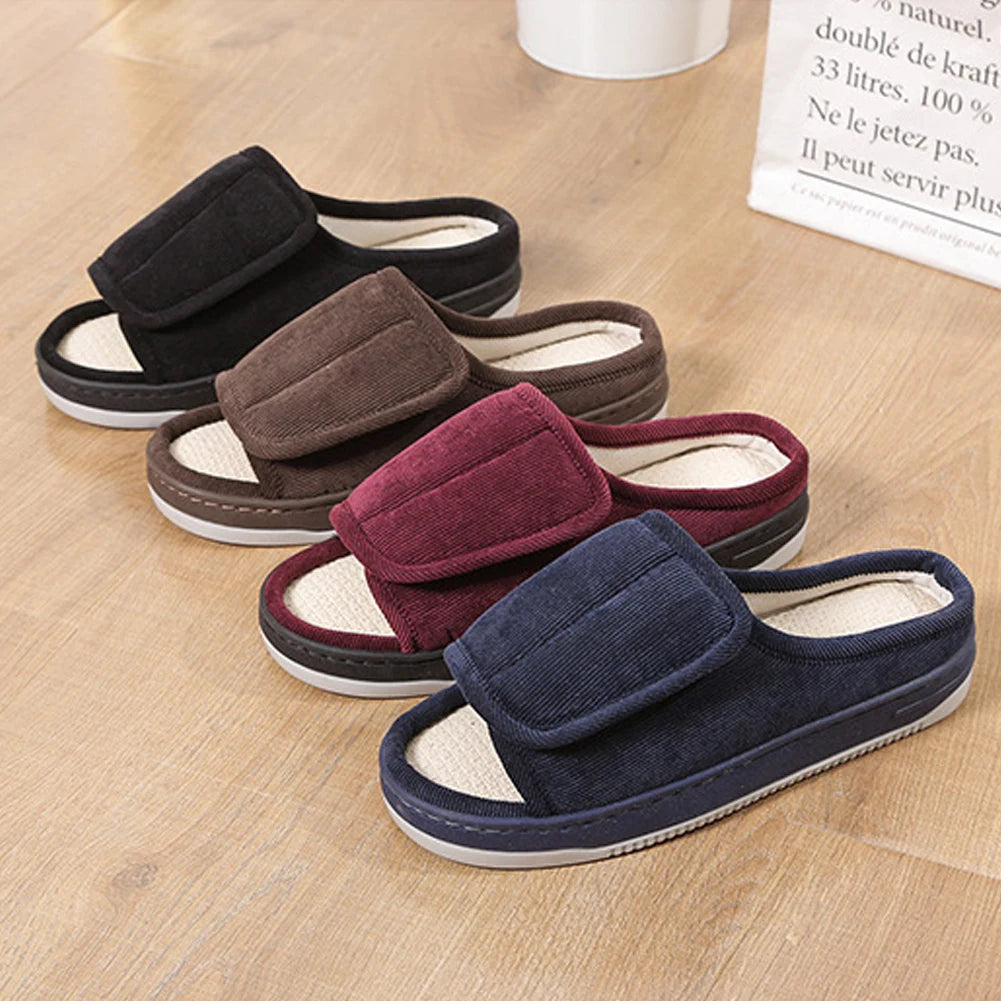 Men Women's Diabetic Slippers Open Toe Slide Slippers with Rubber Sole Swollen Feet Slippers for Indoor Outdoor