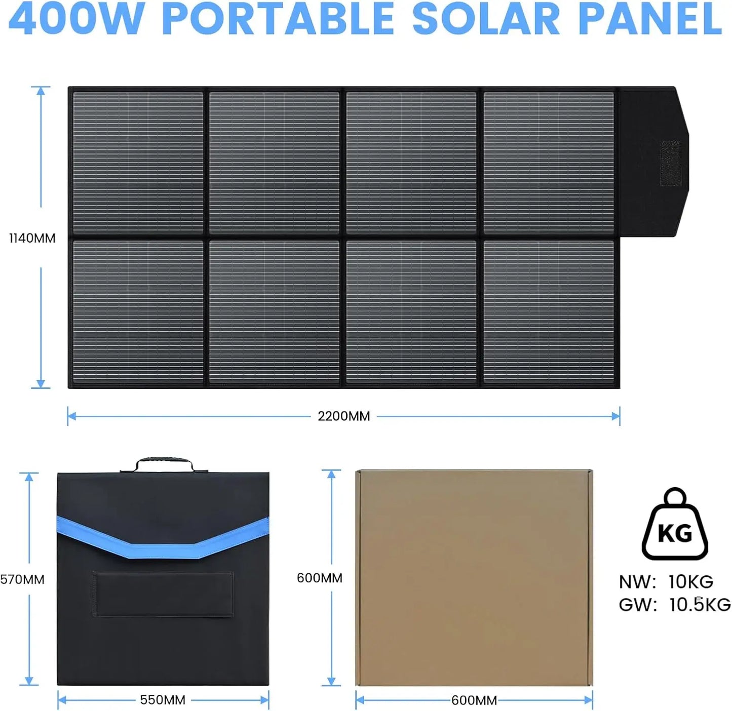 2400W /1600W / 500W Portable Power Station, 2048Wh / 1024Wh /345Wh Lifepo4 Battery with 400W / 200W / 100W Foldable Solar Panel